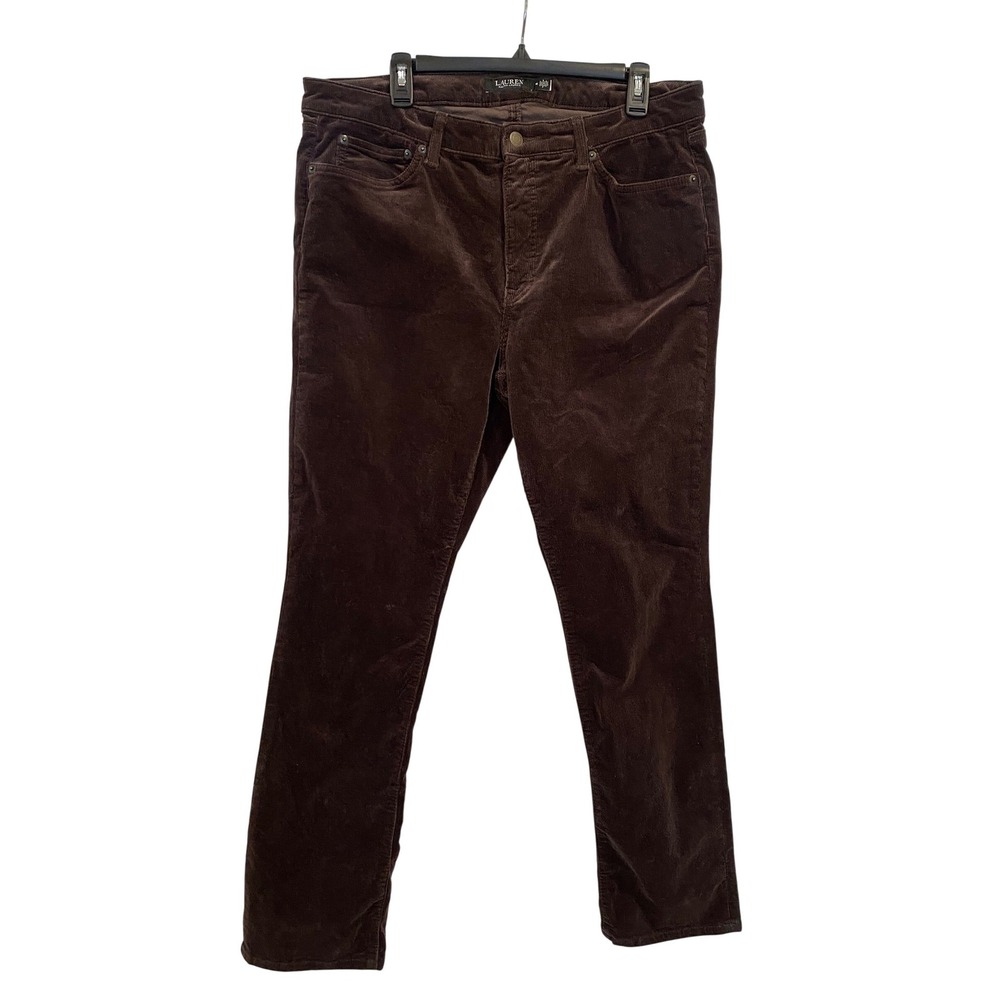 Lauren Ralph Lauren Brown Corduroy Pants Womens 16 Straight Leg‎ Mid Rise